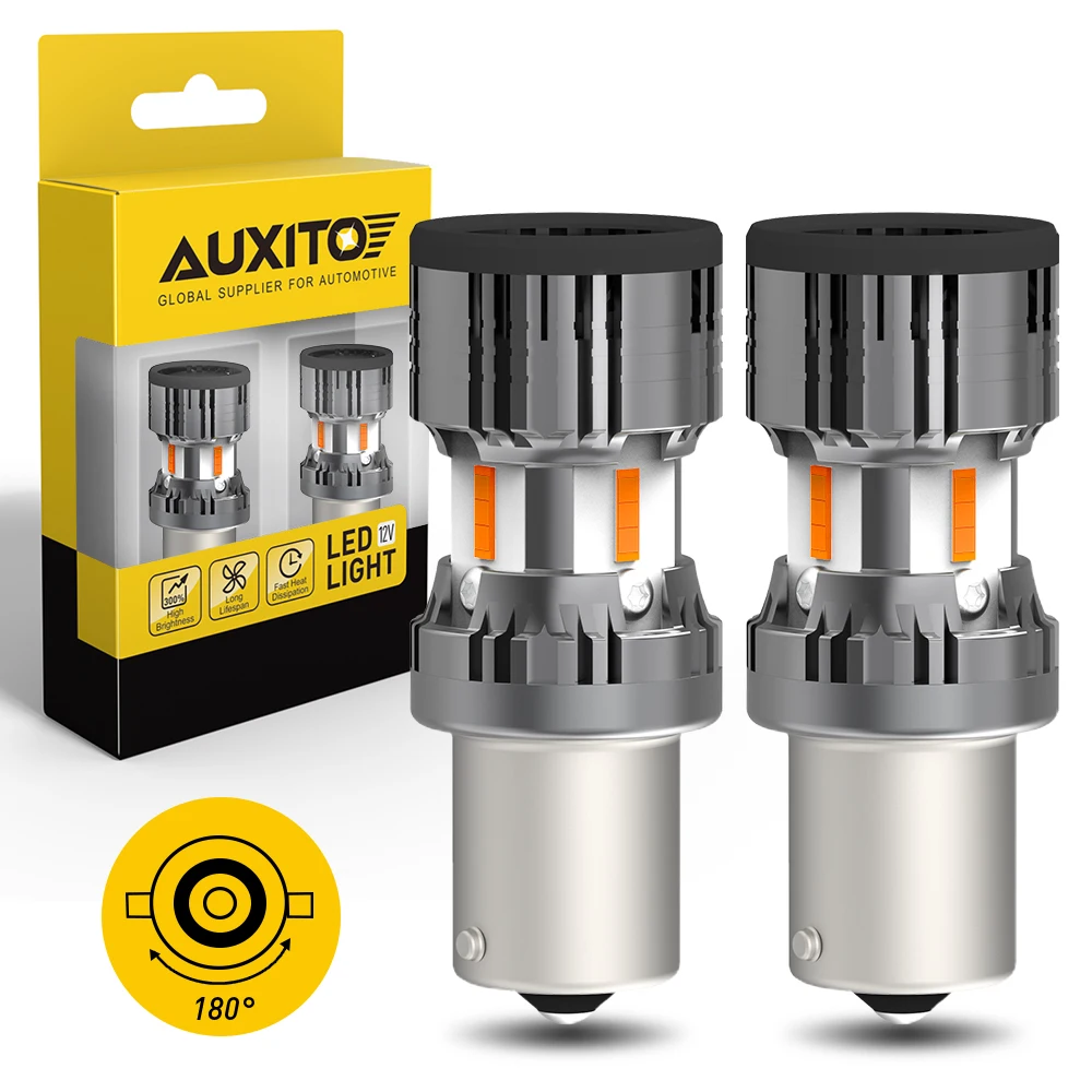 AUXITO 2Pcs BAU15S LED Canbus Amber 1156 PY21W BA15S P21W LED Bulb Error Free No Hyperflash Car Turn Signal Light Indicator Lamp