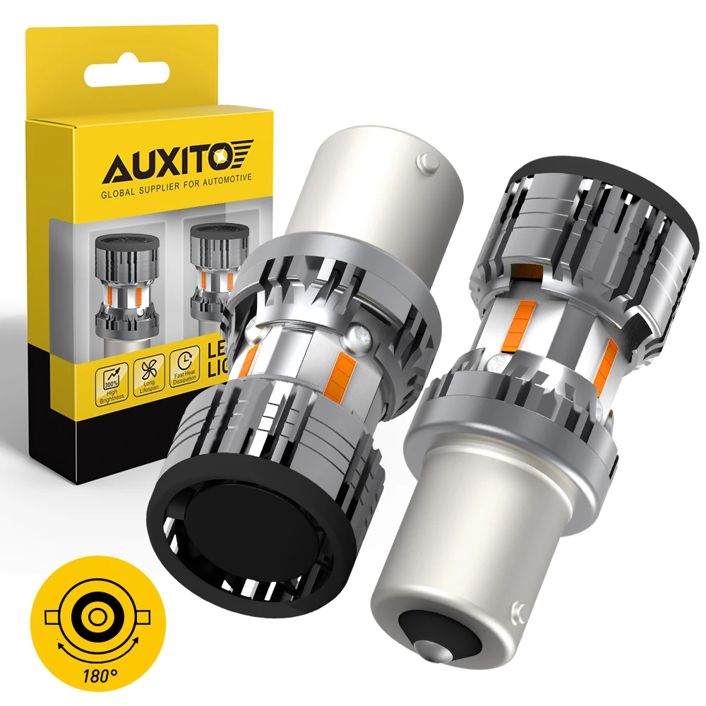 AUXITO 2Pcs BAU15S LED Canbus Amber 1156 PY21W BA15S P21W LED Bulb Error Free No Hyperflash Car Turn Signal Light Indicator Lamp