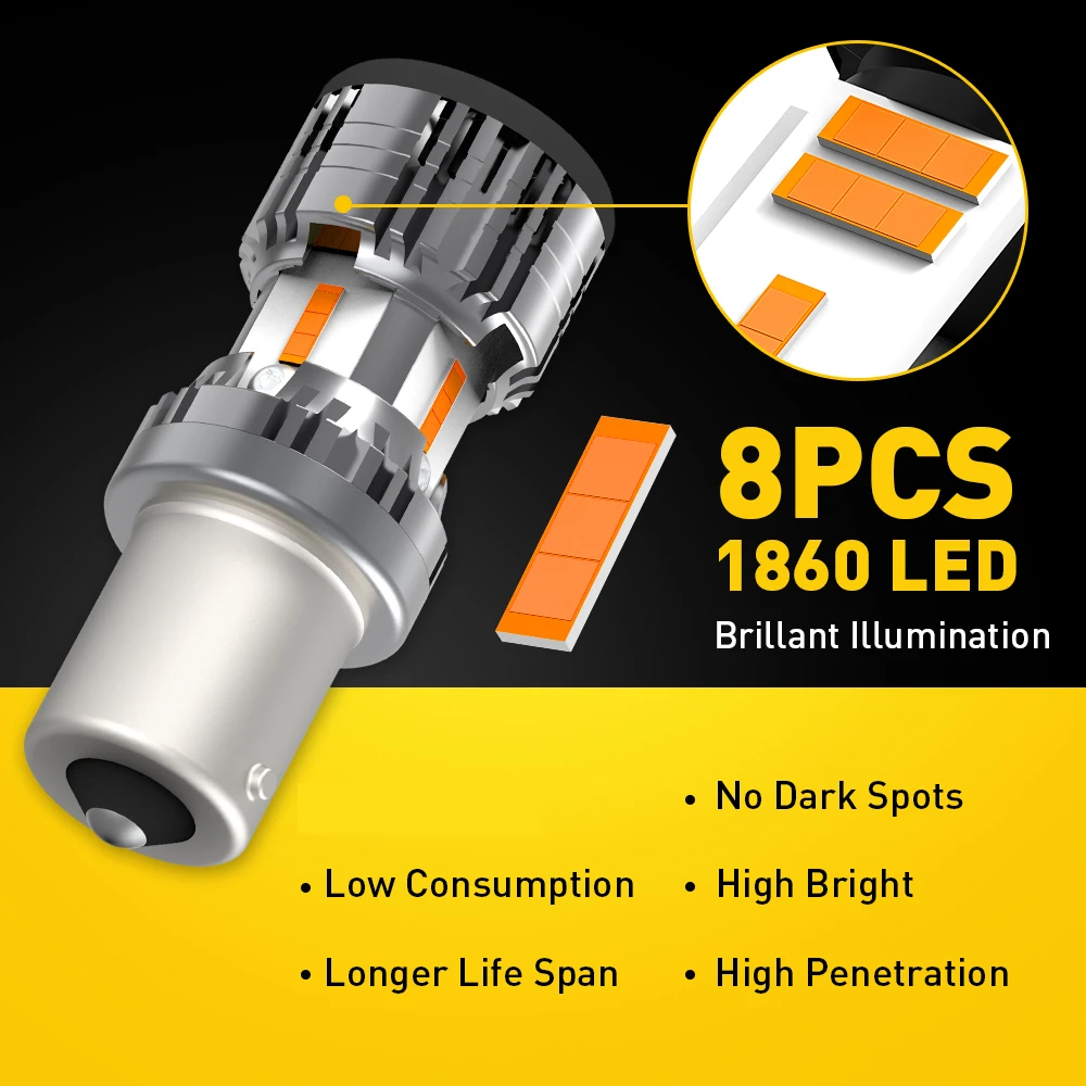 AUXITO 2Pcs BAU15S LED Canbus Amber 1156 PY21W BA15S P21W LED Bulb Error Free No Hyperflash Car Turn Signal Light Indicator Lamp