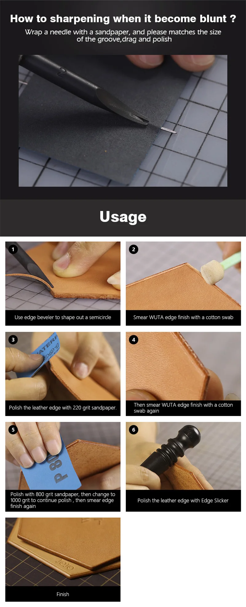 WUTA Sharp Leather Edge Beveler Edge Skiving Polishing Leather Tools DIY Belt Maker High Carbon Steel Leather Craft Beveller