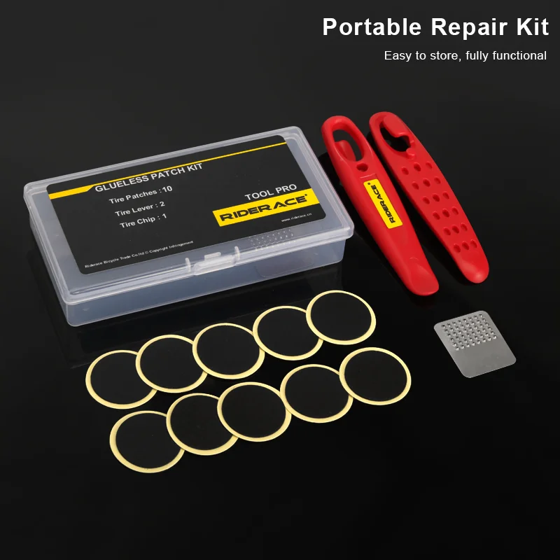 Bicycle Glueless Chip Patches Kit Bike Inner Tube Patching Tyre Lever Wheel Repair Tool MTB Glue Free Cold Patch Sealant Fix