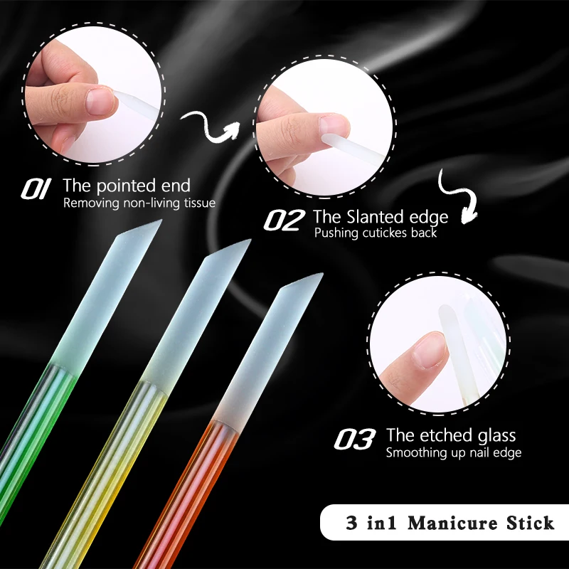 1Pcs Glass Cuticle Pusher Nail Manicure Stick Professional Precision Filing CuticleRemover PedicureForManicure Nails Accessories