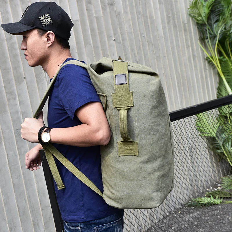 Man Travel Backpack Large Capacity Mountaineering Hand Bag High Quality Canvas Bucket Shoulder Bags Men Backpacks