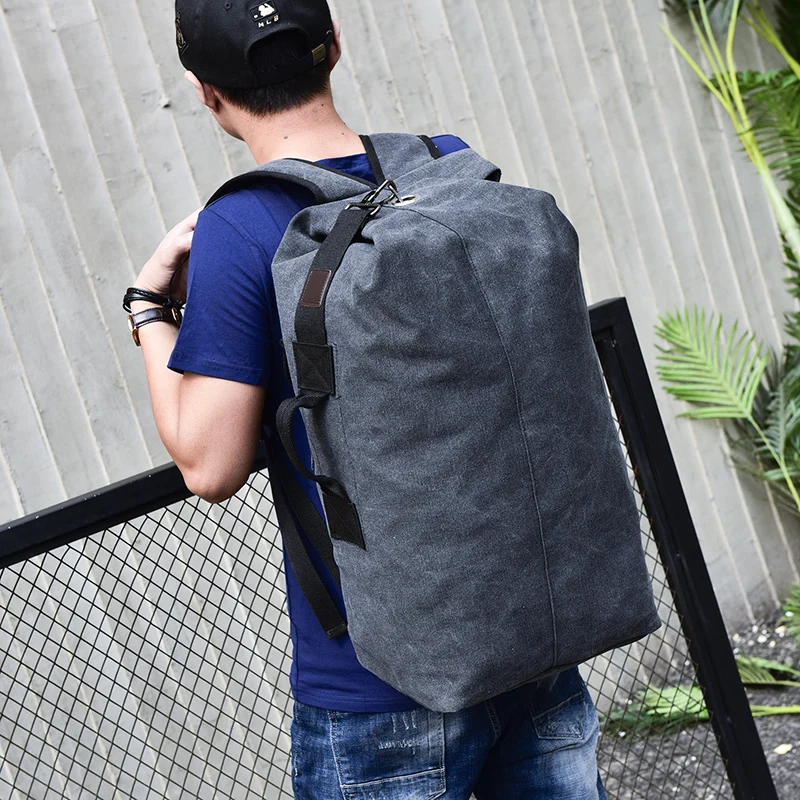 Man Travel Backpack Large Capacity Mountaineering Hand Bag High Quality Canvas Bucket Shoulder Bags Men Backpacks