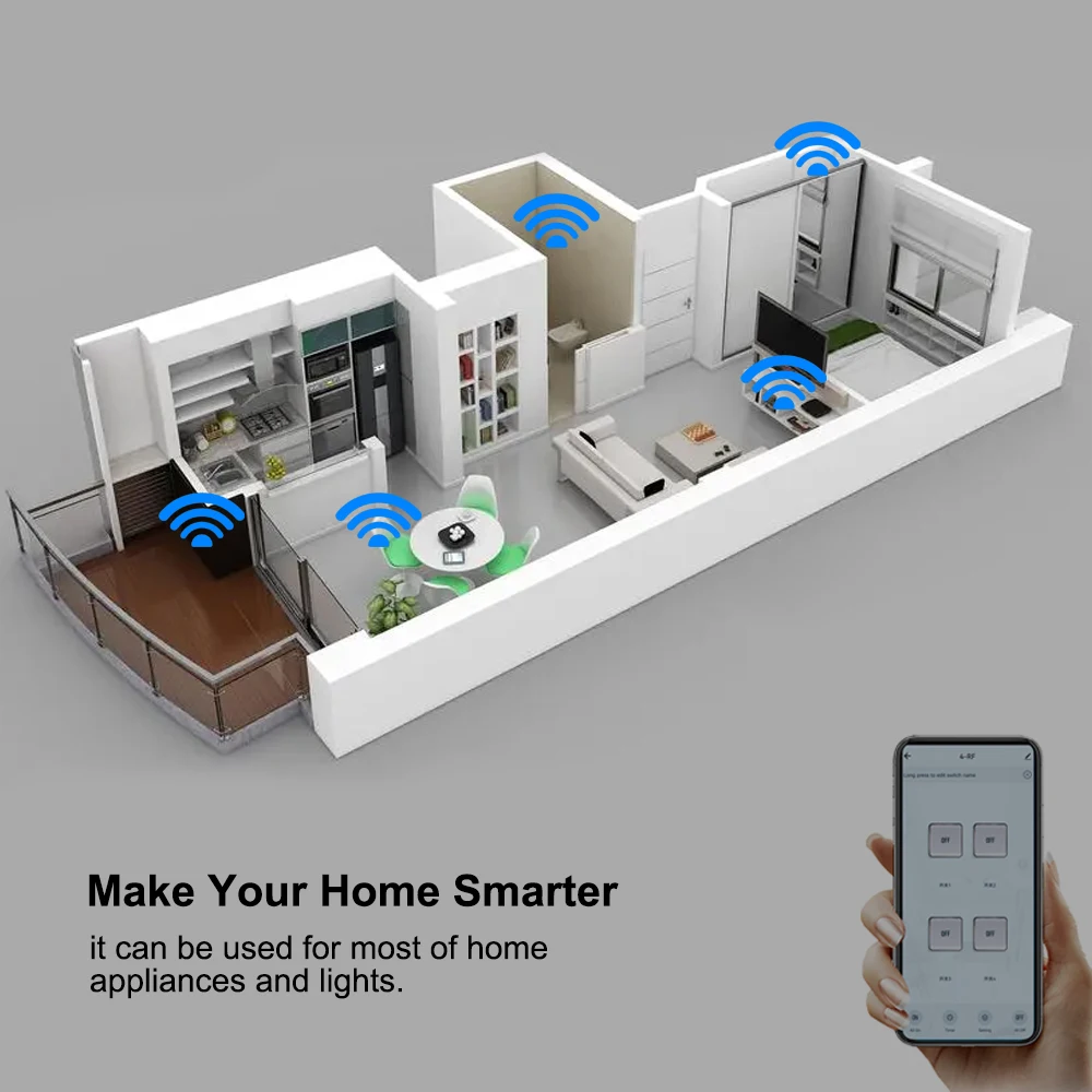 4CH Relay Smart Wireless Wifi Switch Module 7-32V 85-250V 220V 110V 2200W RF433 10A Receiver For Alexa Work With Tuya