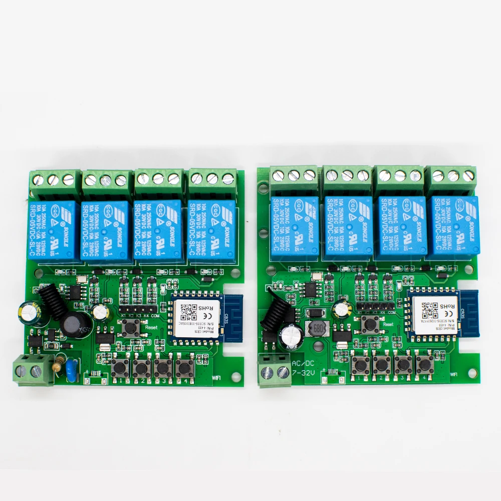 4CH Relay Smart Wireless Wifi Switch Module 7-32V 85-250V 220V 110V 2200W RF433 10A Receiver For Alexa Work With Tuya