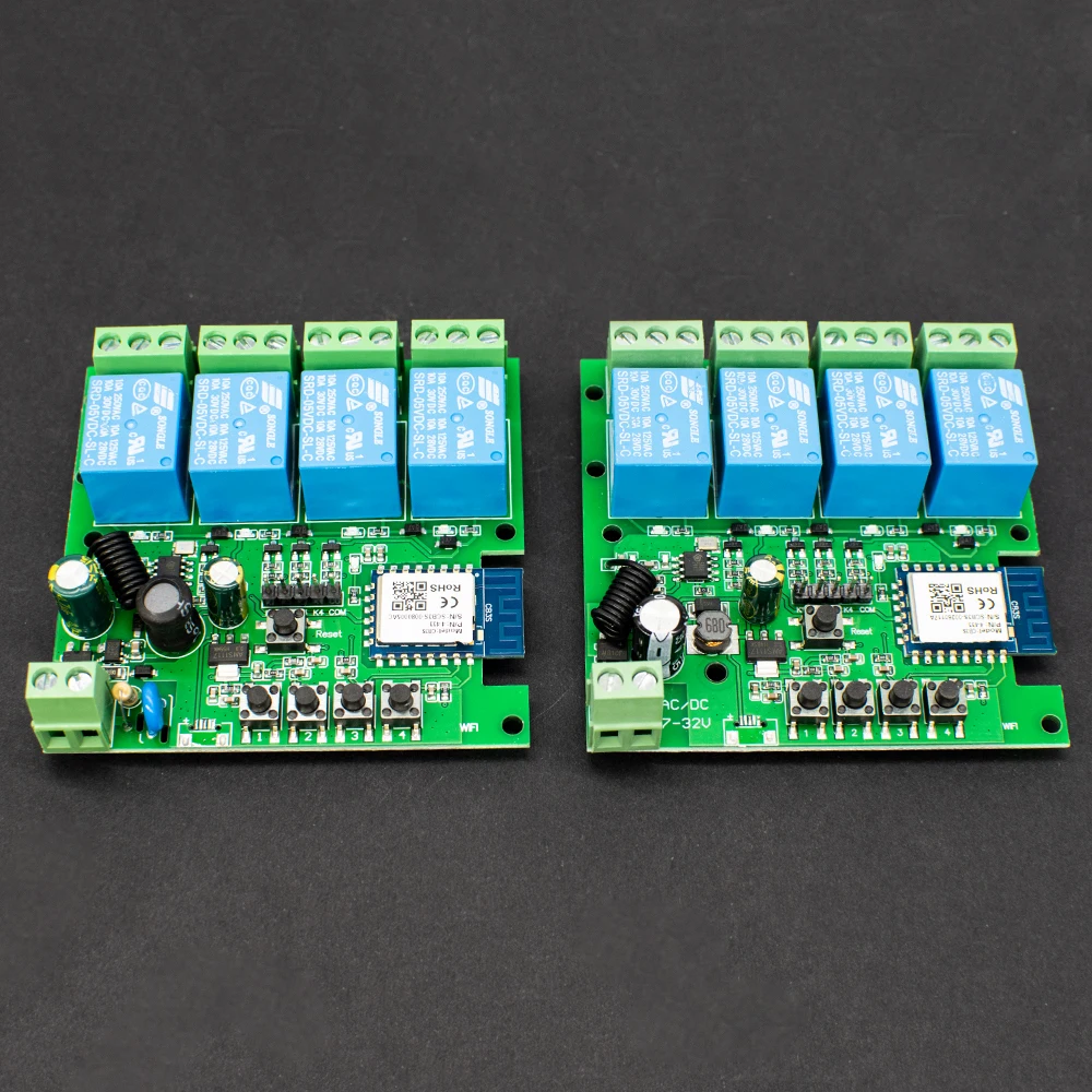 4CH Relay Smart Wireless Wifi Switch Module 7-32V 85-250V 220V 110V 2200W RF433 10A Receiver For Alexa Work With Tuya