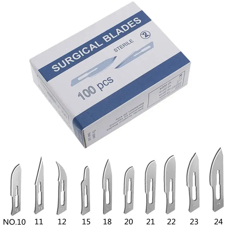 20-100pcs Carbon Steel Surgical Blades for DIY Cutting Phone Repair Carving Animal Eyebrow Grooming Maintenance Scalpel Knife