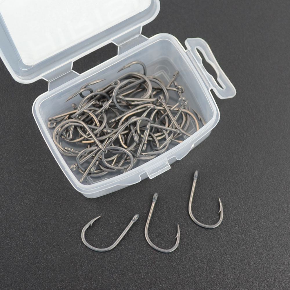 Hirisi 50pcs Barbed Coated Carp Fishing Hooks with Eye Design in Japan Made by High Carbon Steel 8001