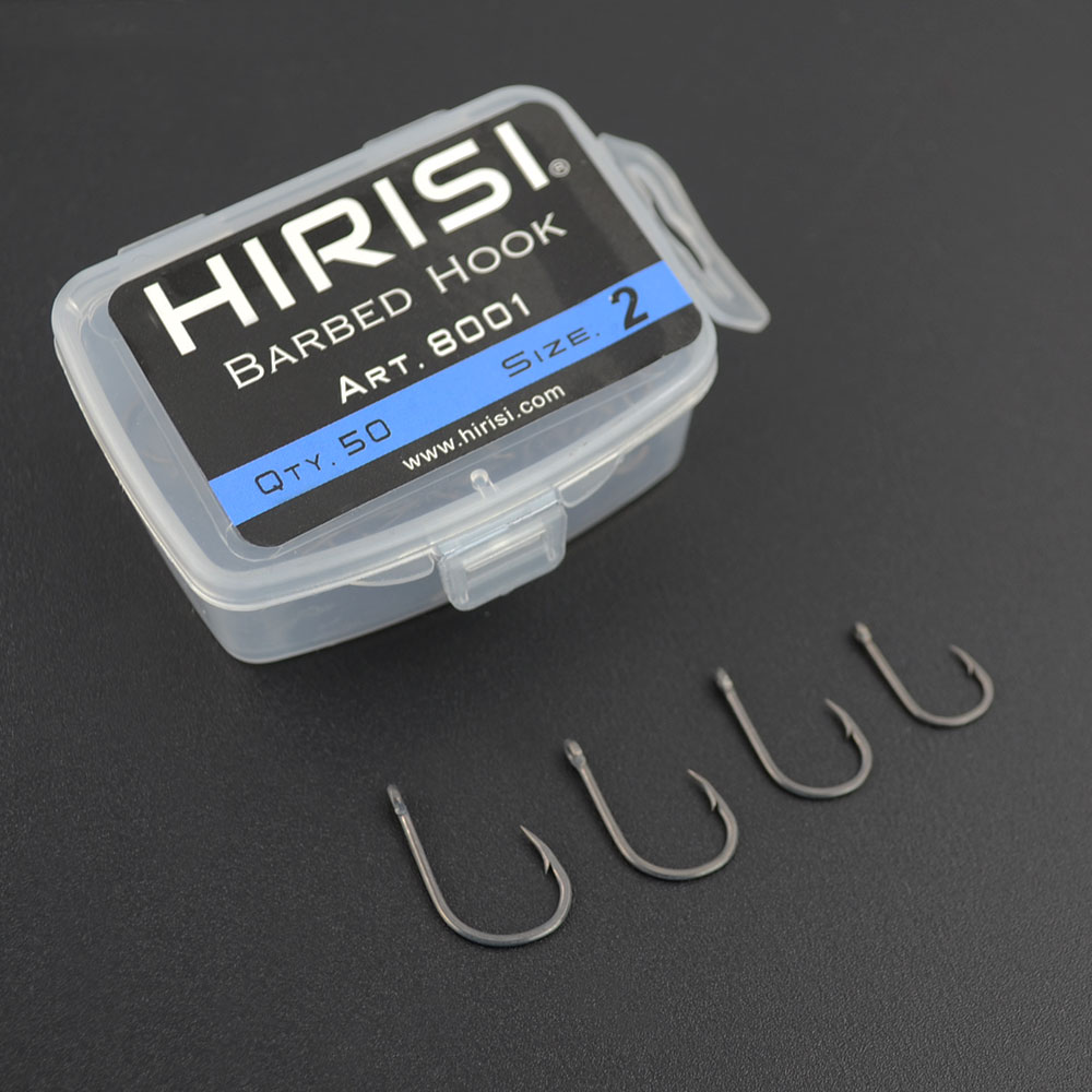 Hirisi 50pcs Barbed Coated Carp Fishing Hooks with Eye Design in Japan Made by High Carbon Steel 8001