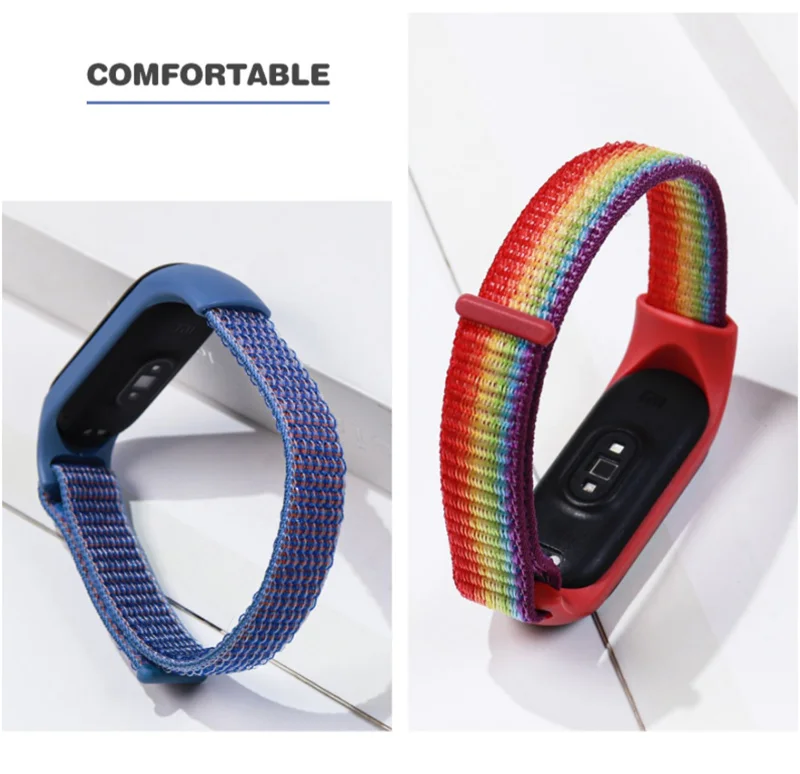 Bracelet for mi band 6 7 Strap Nylon Sport loop watch Belt pulsera correa Mi band 4 Wristband for xiaomi Mi band 5 4 3 Bracelet