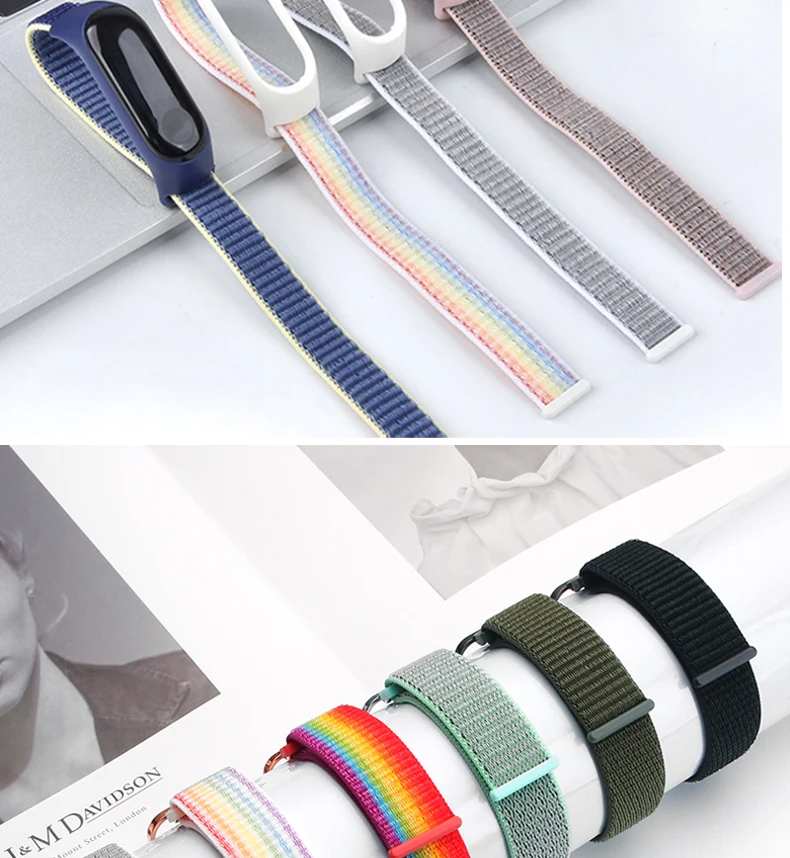 Bracelet for mi band 6 7 Strap Nylon Sport loop watch Belt pulsera correa Mi band 4 Wristband for xiaomi Mi band 5 4 3 Bracelet