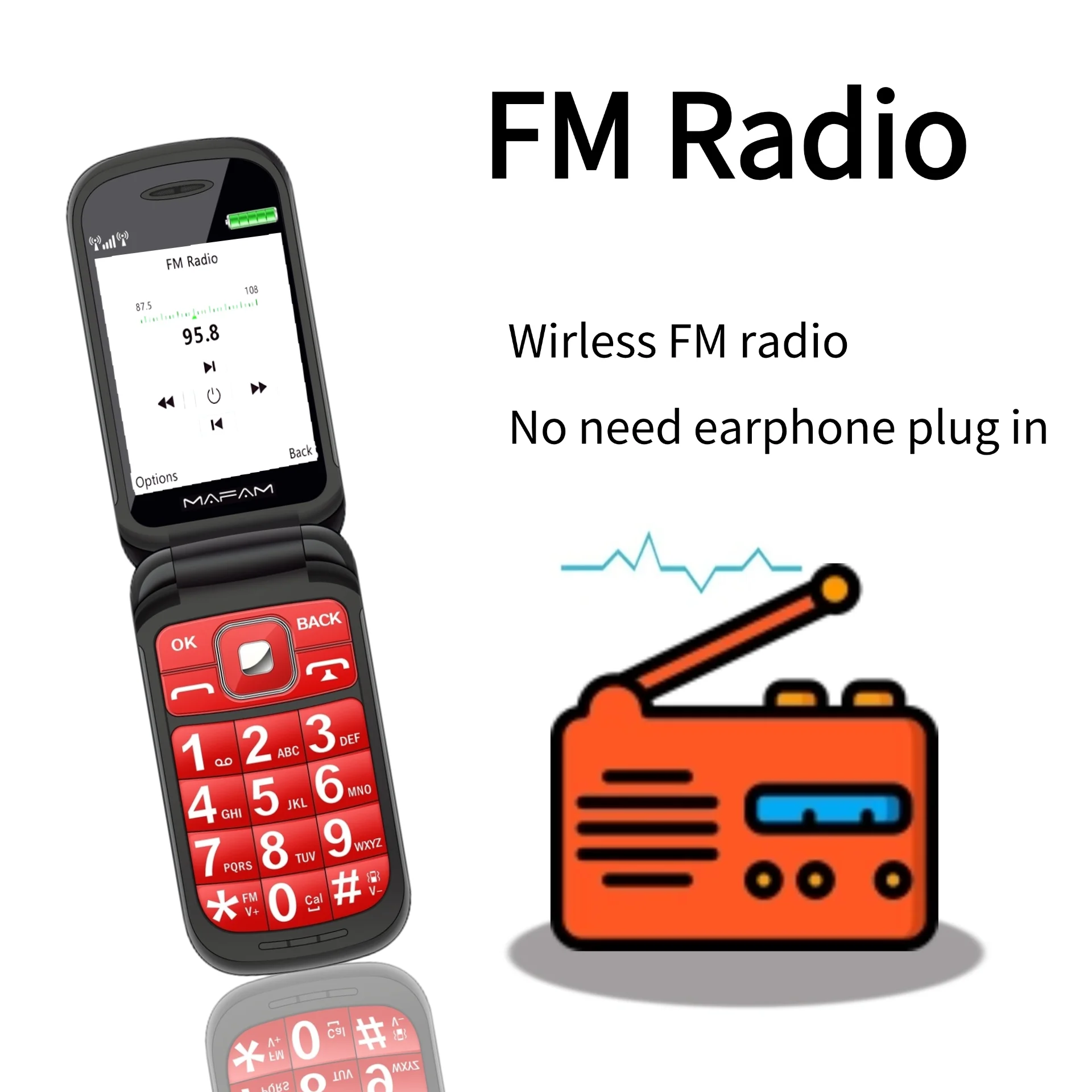 Senior Flip Dual Display Mobile Phone For Elderly Two SIM Card Large Button Speed Dial Flashlight FM Radio Push Button SOS Call