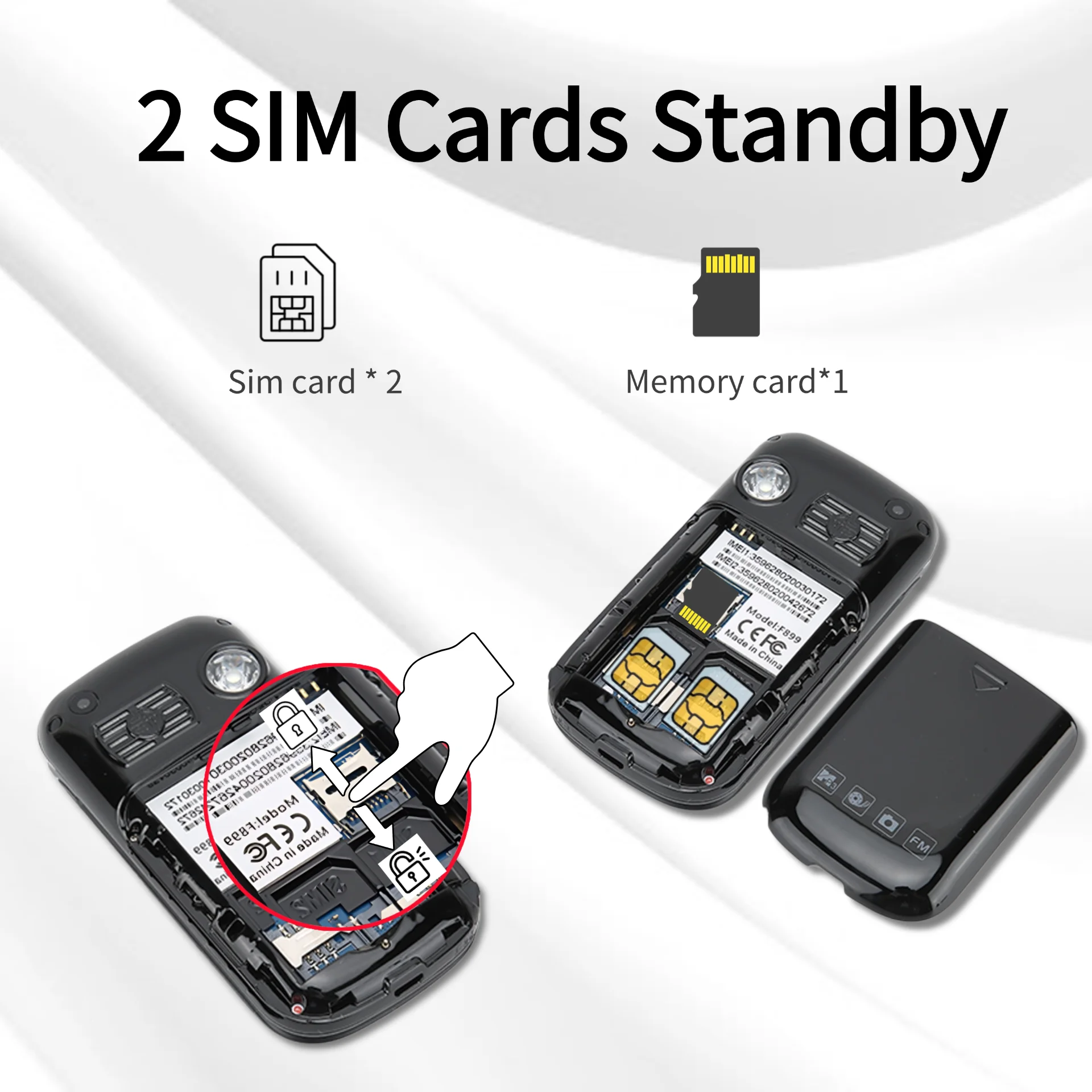 Senior Flip Dual Display Mobile Phone For Elderly Two SIM Card Large Button Speed Dial Flashlight FM Radio Push Button SOS Call