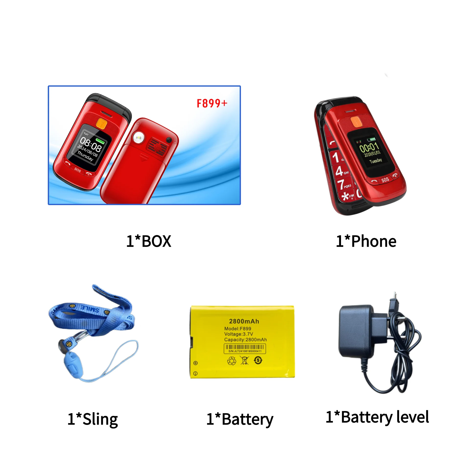 Senior Flip Dual Display Mobile Phone For Elderly Two SIM Card Large Button Speed Dial Flashlight FM Radio Push Button SOS Call