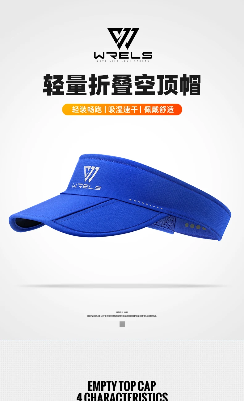 WRELS Summer Sun Hats Sun Protection Hat Outdoor Sports Golf Hats Top-Empty Visor Empty Breathable Anti-UV Adjustable Cool Cap