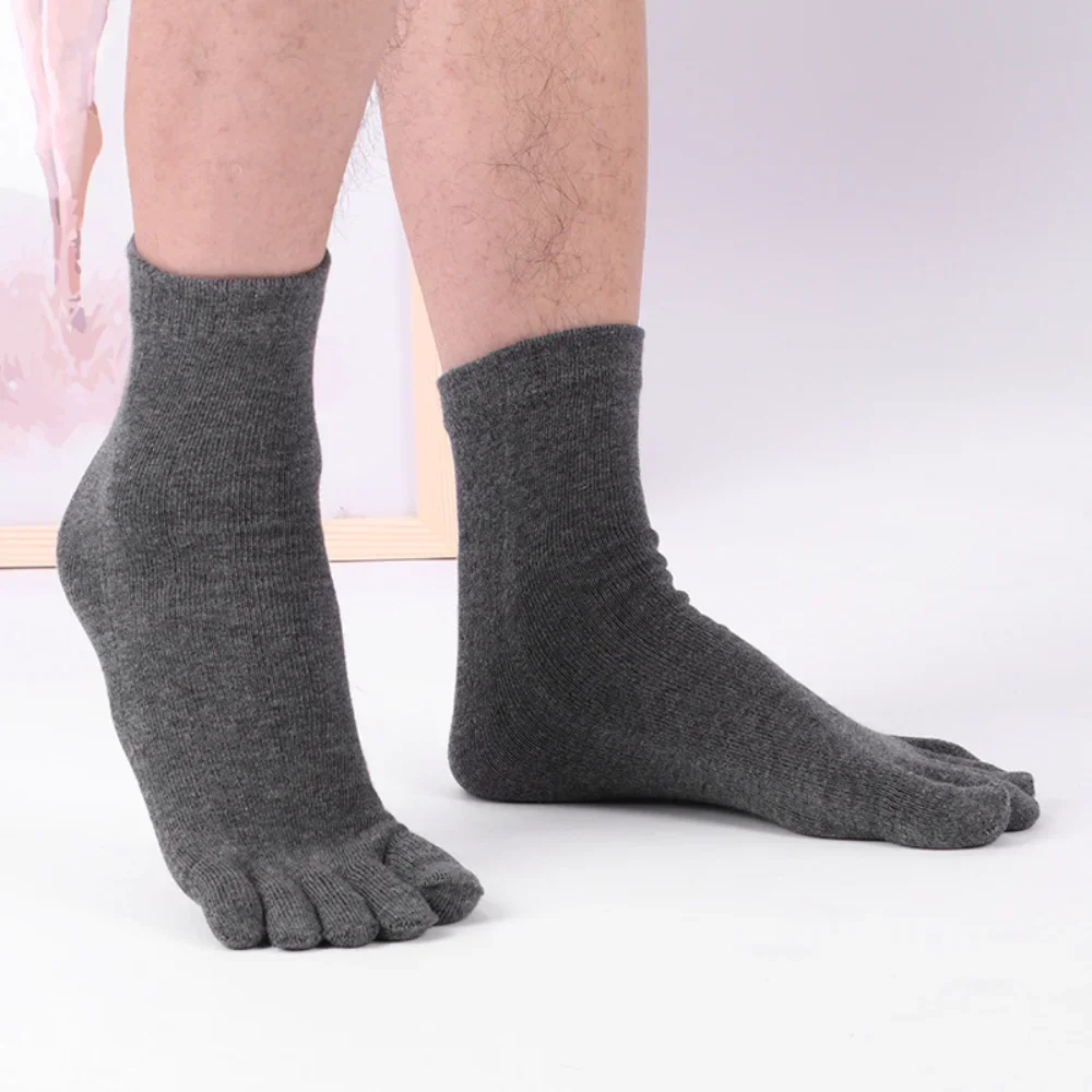 5 Pairs Socks with Fingers Fashion Sweat-absorbing Breathable Toe Socks Men's Comfortable Cotton Elastic Sports Business Socks
