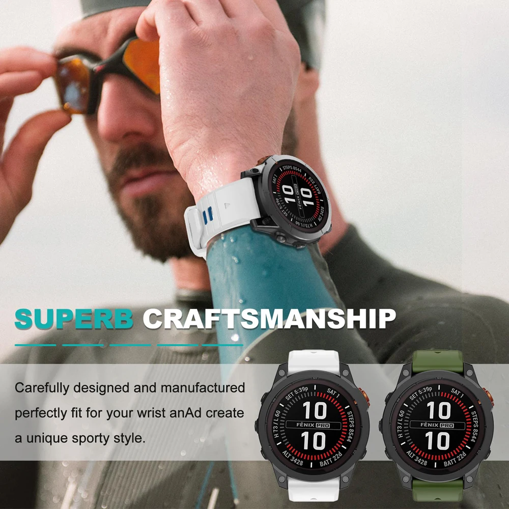 For Garmin Tactix 7 Pro Delta Descent/Quatix 7/6/5 Sapphire/7X Solar Strap Fenix 7X Silicone Correa 22mm 26mm Quickfit Watchband