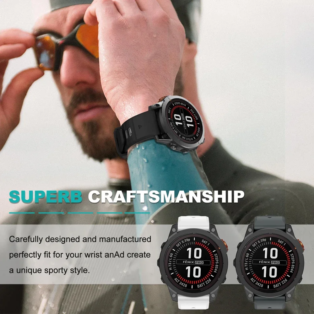 For Garmin Tactix 7 Pro Delta Descent/Quatix 7/6/5 Sapphire/7X Solar Strap Fenix 7X Silicone Correa 22mm 26mm Quickfit Watchband