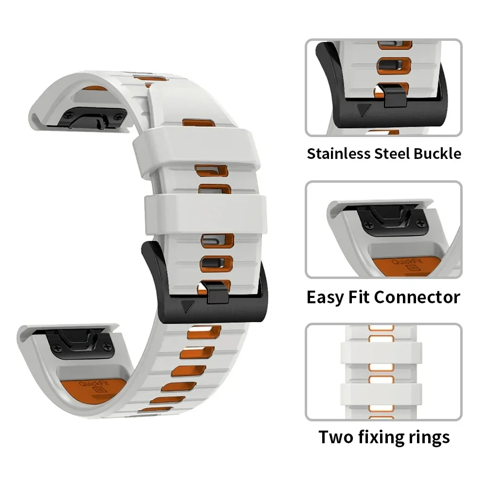 For Garmin Tactix 7 Pro Delta Descent/Quatix 7/6/5 Sapphire/7X Solar Strap Fenix 7X Silicone Correa 22mm 26mm Quickfit Watchband