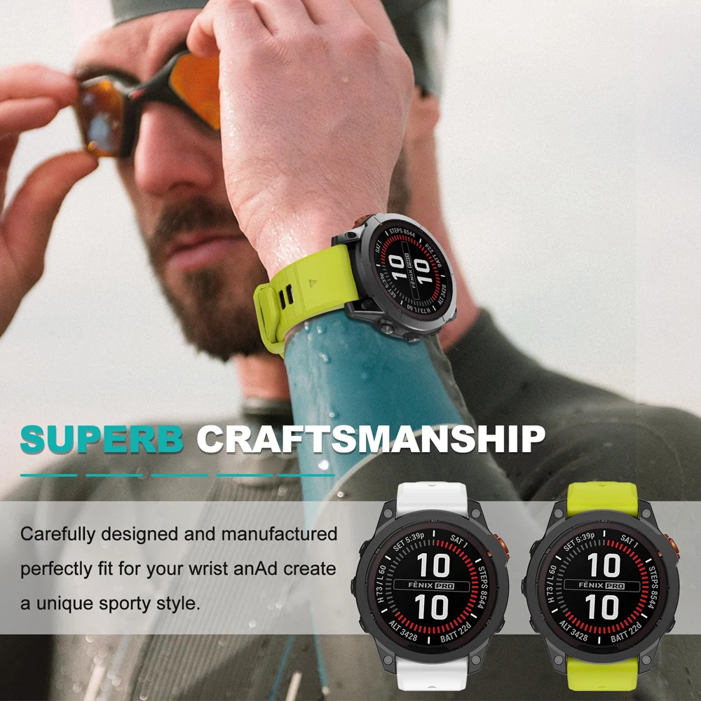 For Garmin Tactix 7 Pro Delta Descent/Quatix 7/6/5 Sapphire/7X Solar Strap Fenix 7X Silicone Correa 22mm 26mm Quickfit Watchband