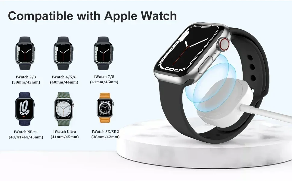 USB Type C Magnetic Wireless Charger for IWatch 9/8/7/6/5/SE USB C Portable Fast Charging Station for Apple Watch Series Ultra