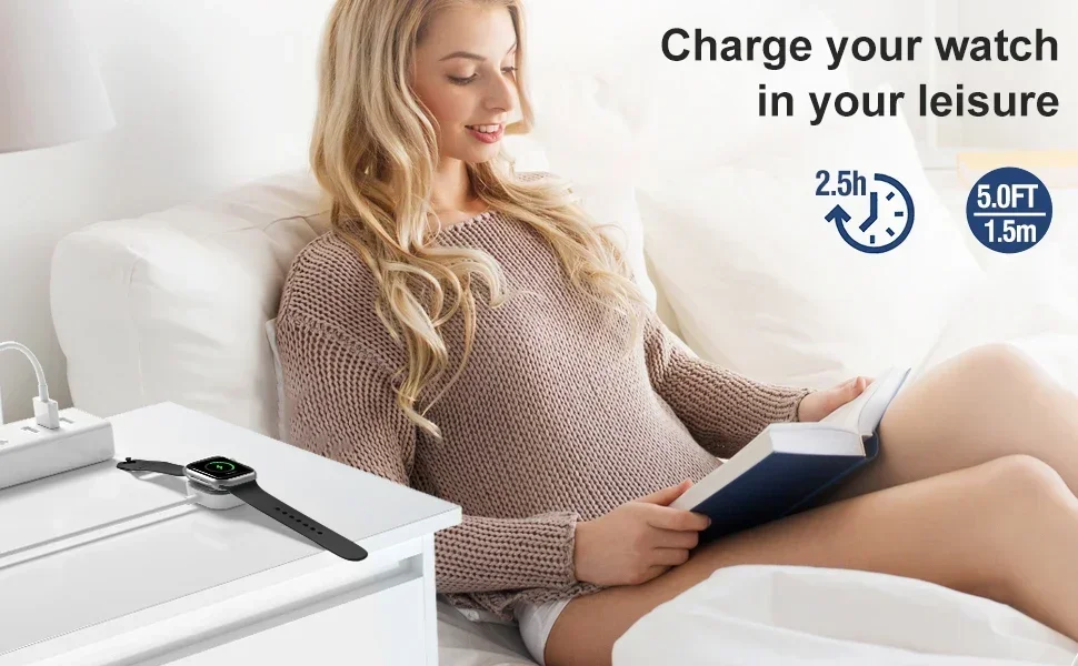 USB Type C Magnetic Wireless Charger for IWatch 9/8/7/6/5/SE USB C Portable Fast Charging Station for Apple Watch Series Ultra