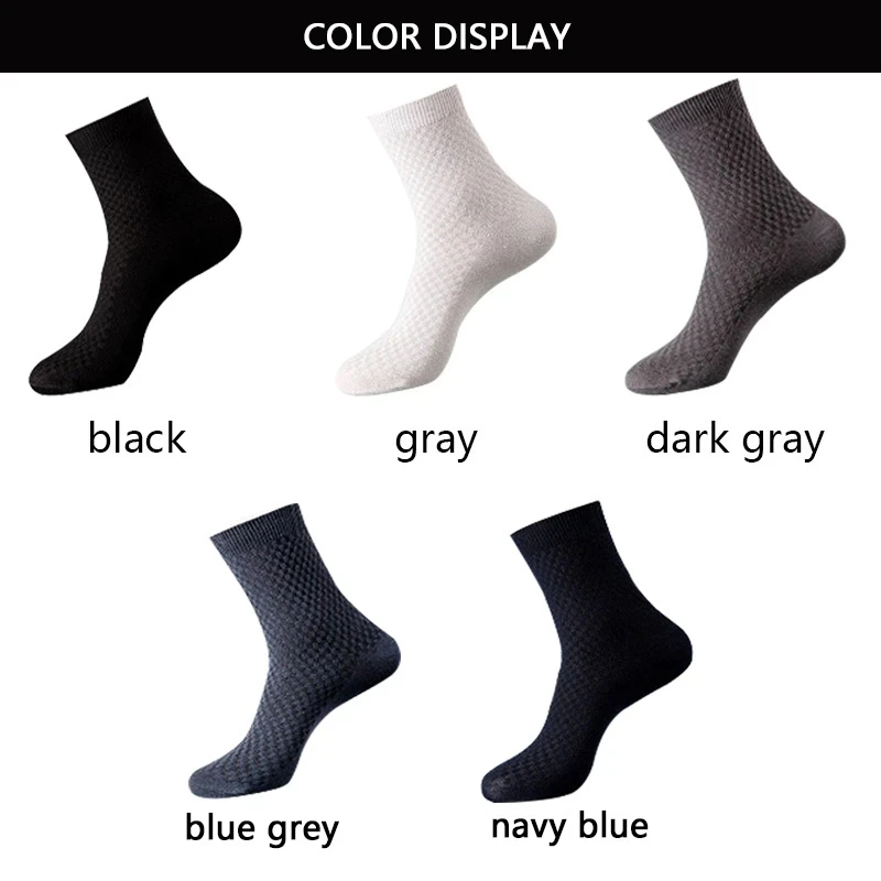 5 Pairs Men Bamboo Fiber Crew Casual Socks Man High Quality Spring Summer Autumn Business Breathable Black Male Dress Long Socks