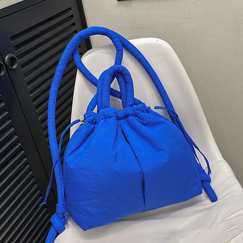 NamcheBarwa Large Capacity Puffer Tote Bag Designer Padded Nylon Women Shoulder Bags Handbags Knotted Strap Crossbody Bags