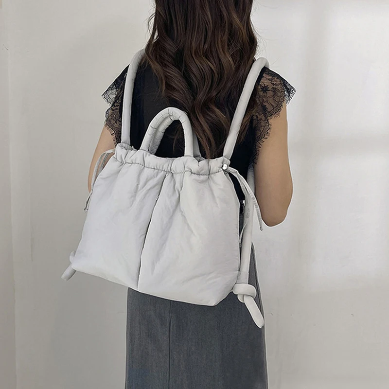NamcheBarwa Large Capacity Puffer Tote Bag Designer Padded Nylon Women Shoulder Bags Handbags Knotted Strap Crossbody Bags