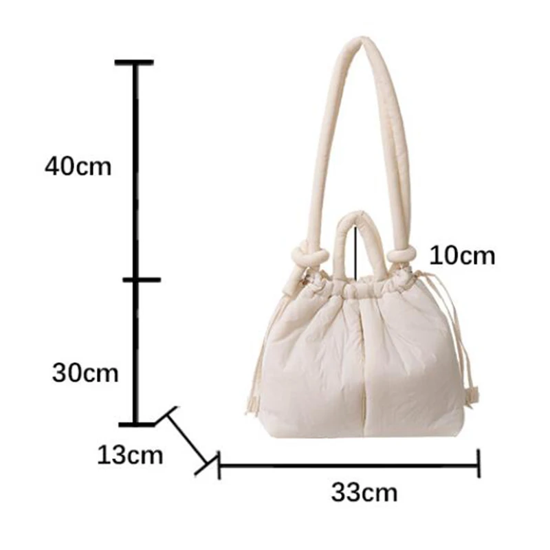 NamcheBarwa Large Capacity Puffer Tote Bag Designer Padded Nylon Women Shoulder Bags Handbags Knotted Strap Crossbody Bags