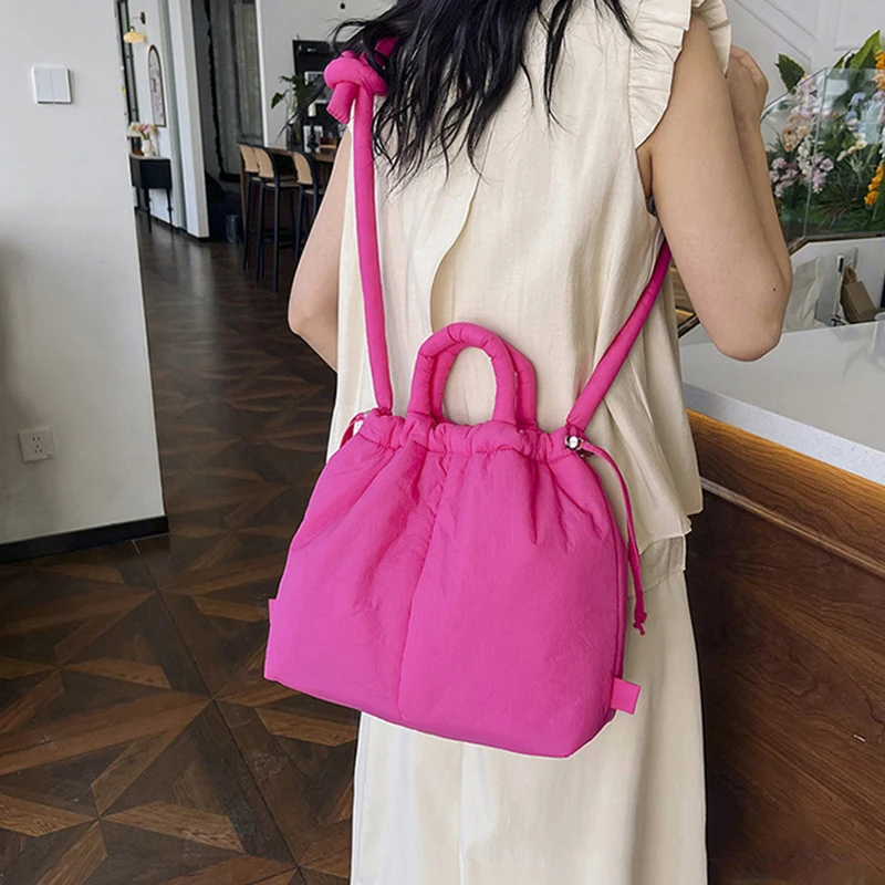 NamcheBarwa Large Capacity Puffer Tote Bag Designer Padded Nylon Women Shoulder Bags Handbags Knotted Strap Crossbody Bags