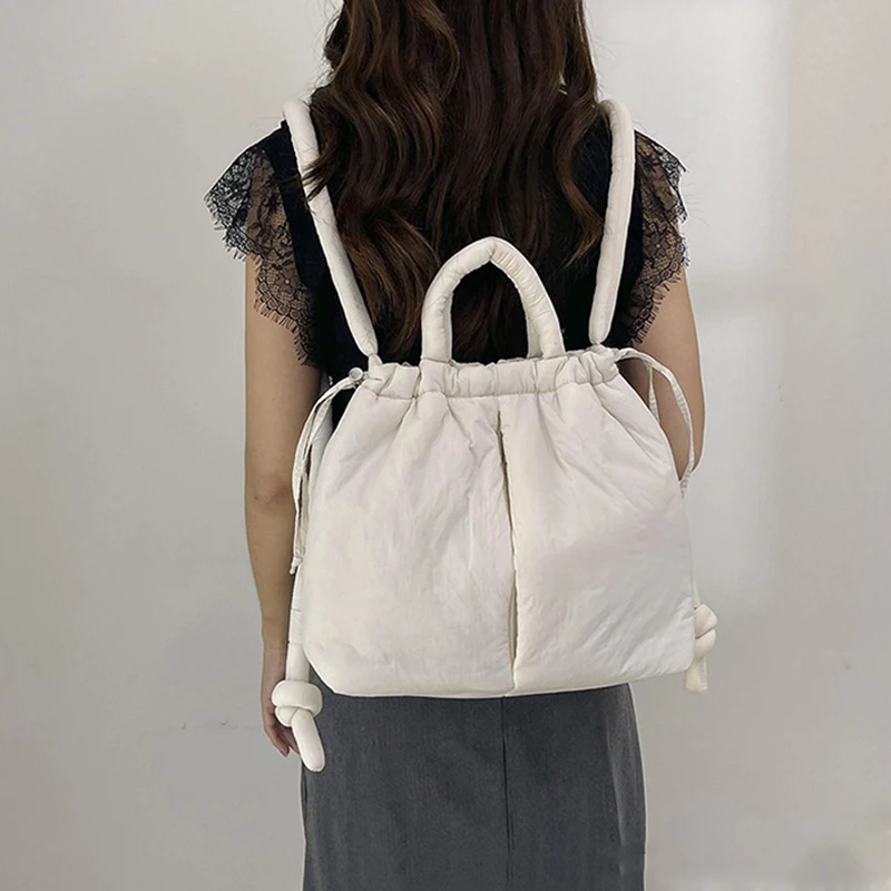 NamcheBarwa Large Capacity Puffer Tote Bag Designer Padded Nylon Women Shoulder Bags Handbags Knotted Strap Crossbody Bags