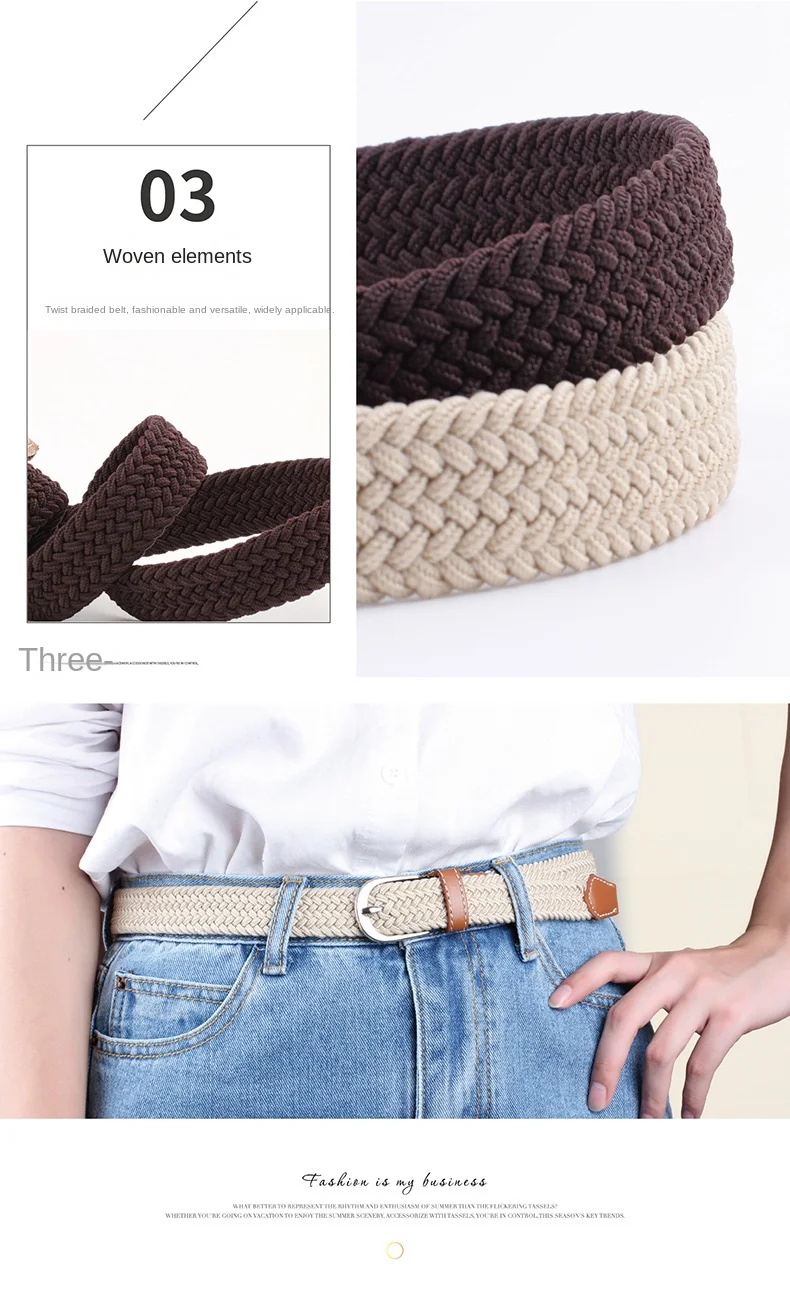 2.5cmx100cm Unisex Extended Elastic Knitted Thin Belt Women's Needle Button Canvas Jeans Student Canvas Elastic Belt for Women