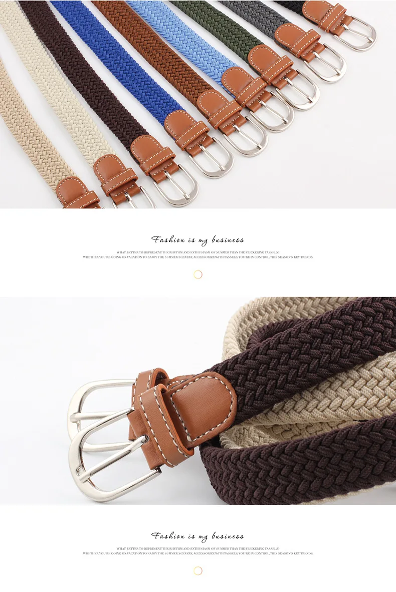 2.5cmx100cm Unisex Extended Elastic Knitted Thin Belt Women's Needle Button Canvas Jeans Student Canvas Elastic Belt for Women
