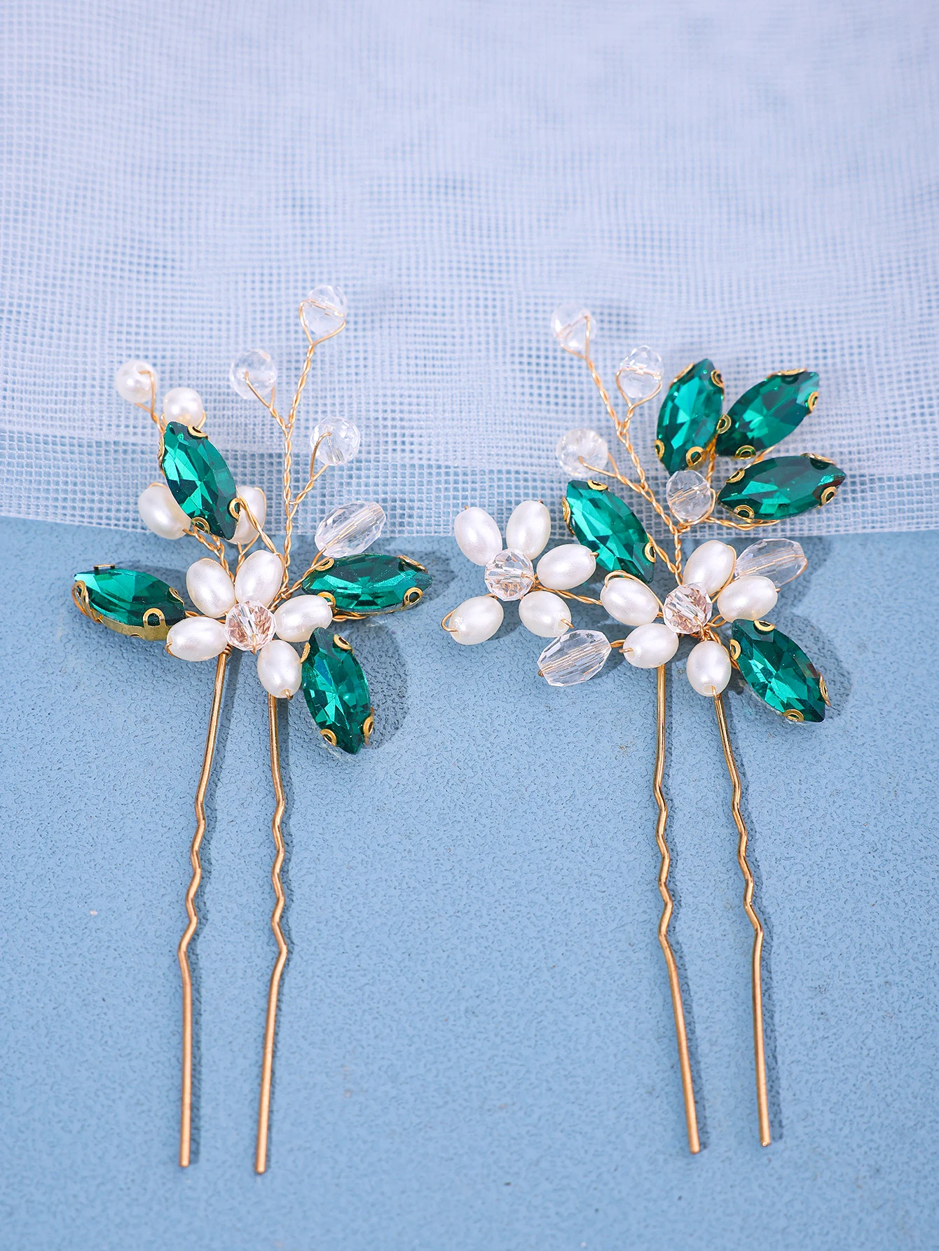 2Pcs Handmade Crystal Pearls Hairpins Flower Hairbands For Women Bride Wedding Hair Accessories More Color Rhinestone Hair Clips