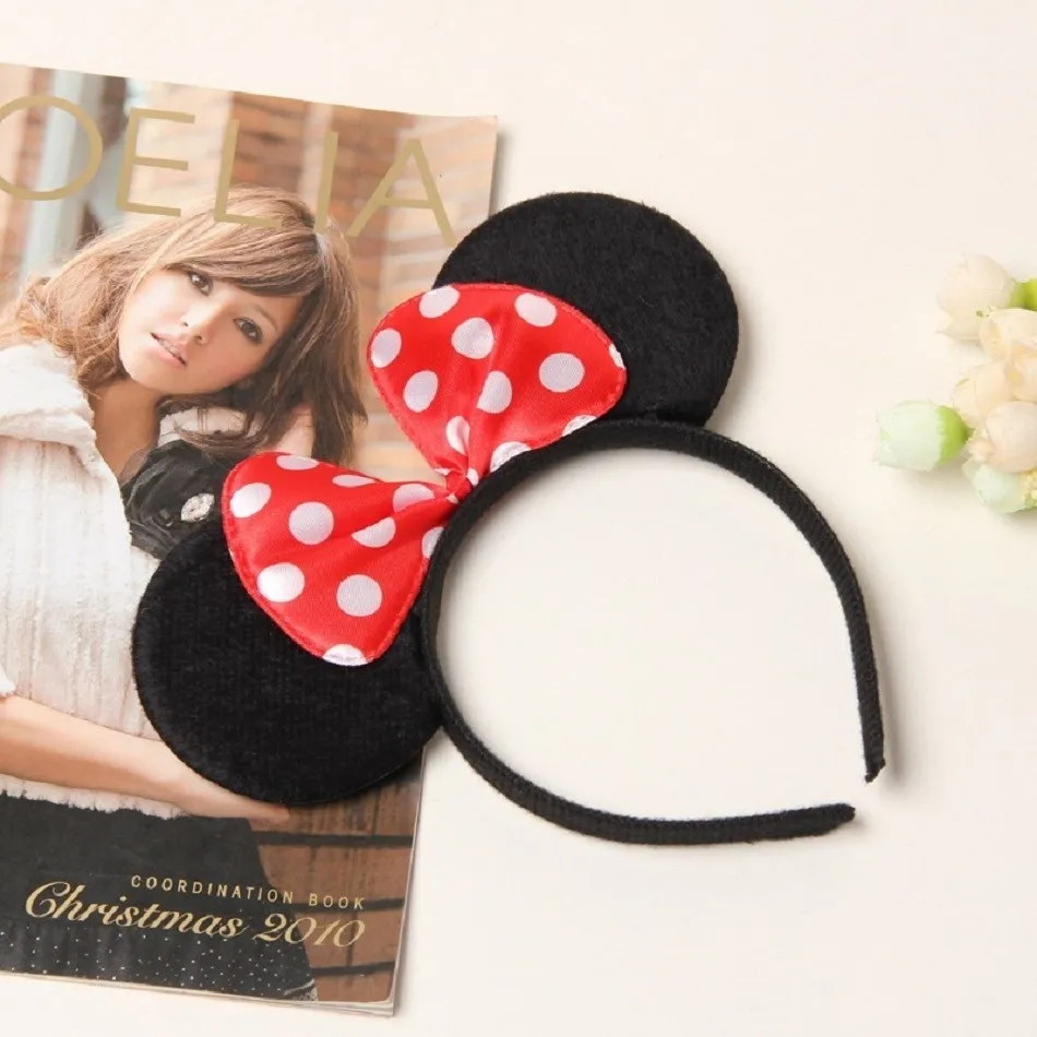 Girl Mouse Ears Headband Children Princess Party Accessories Kids Bowknot Dots Hair Band Halloween Birthday Christmas Hairband