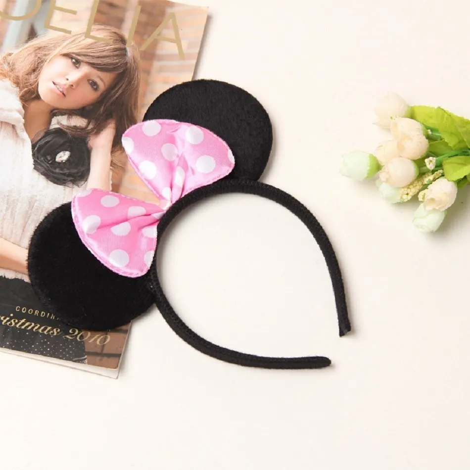 Girl Mouse Ears Headband Children Princess Party Accessories Kids Bowknot Dots Hair Band Halloween Birthday Christmas Hairband