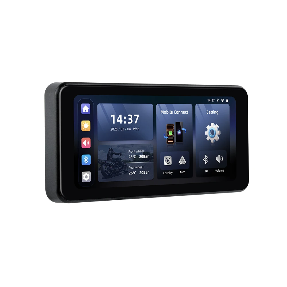 EKIY 6.25" Wireless CarPlay Moto Android Auto Portable Digital Motorcycle Dashboard GPS Navigation Display Screen TPMS Monitor