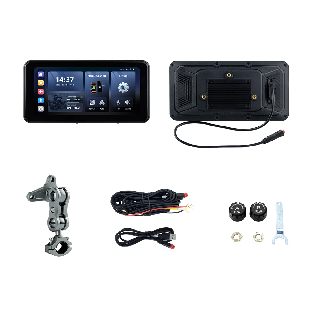 EKIY 6.25" Wireless CarPlay Moto Android Auto Portable Digital Motorcycle Dashboard GPS Navigation Display Screen TPMS Monitor