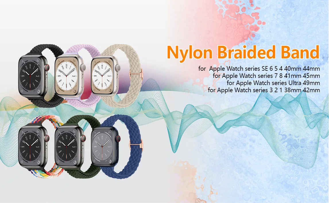Braided Solo Loop For Apple watch Strap 40mm 41mm 45mm 44mm 49mm 38mm Silm Nylon bracelet iWatch series 9 8 7 3 se Ultra 2 strap