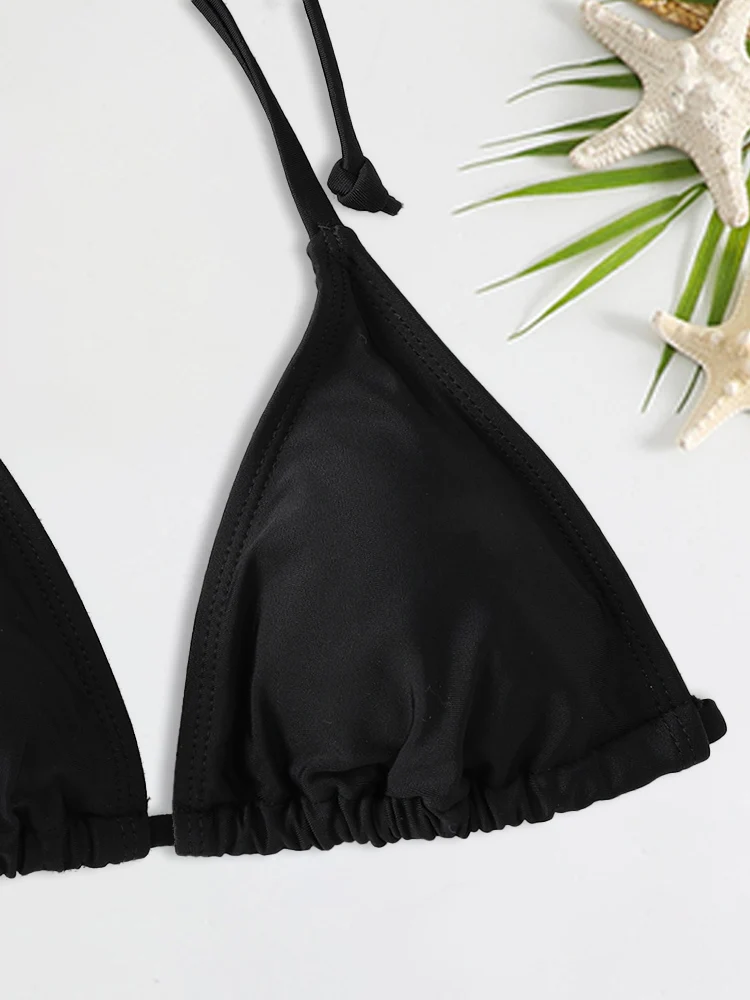 2Pc/Set 2024 Fashion Sexy Swimsuit Women Bikinis Set Triangle Swimwear String Beachwear Thong One Piece Suits Brazilian Biquini