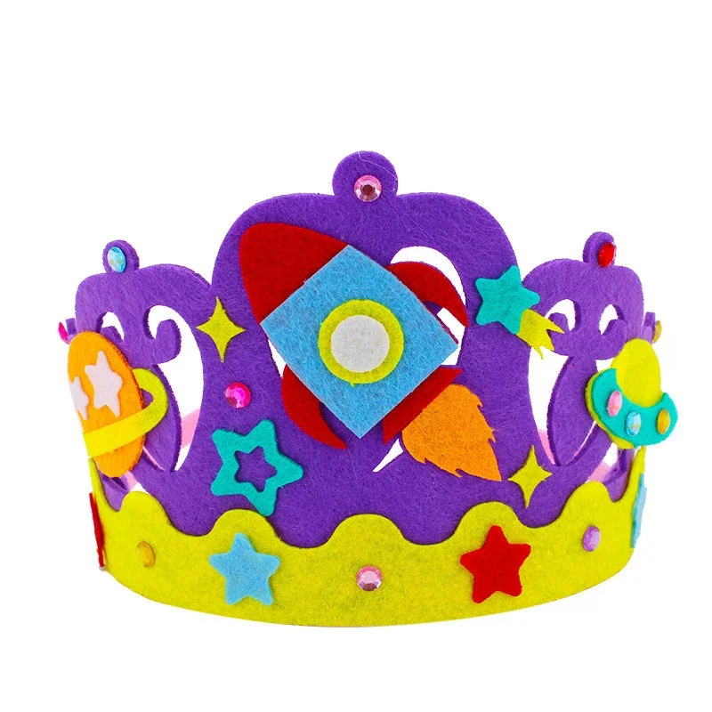 4Pcs/lot DIY Crafts Toy Crown Creative Paper Sequins Animals Patterns Toys for Kids Children Kindergarten Art Party Decorations