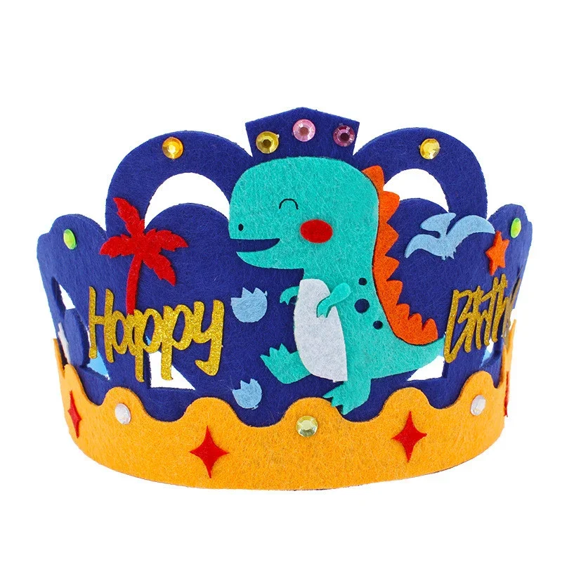 4Pcs/lot DIY Crafts Toy Crown Creative Paper Sequins Animals Patterns Toys for Kids Children Kindergarten Art Party Decorations