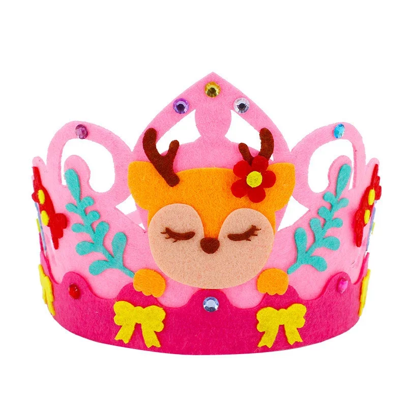 4Pcs/lot DIY Crafts Toy Crown Creative Paper Sequins Animals Patterns Toys for Kids Children Kindergarten Art Party Decorations