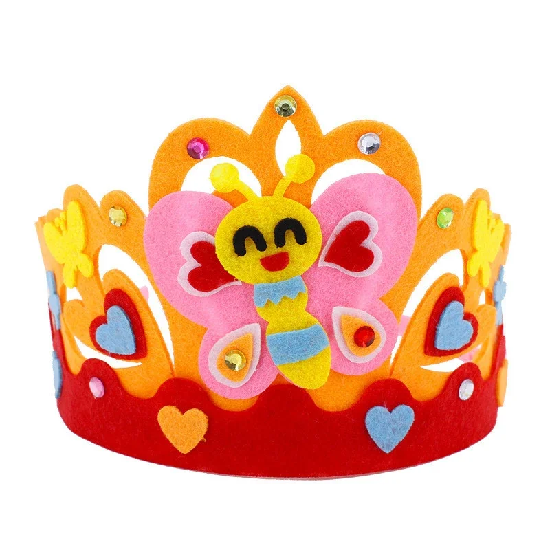 4Pcs/lot DIY Crafts Toy Crown Creative Paper Sequins Animals Patterns Toys for Kids Children Kindergarten Art Party Decorations