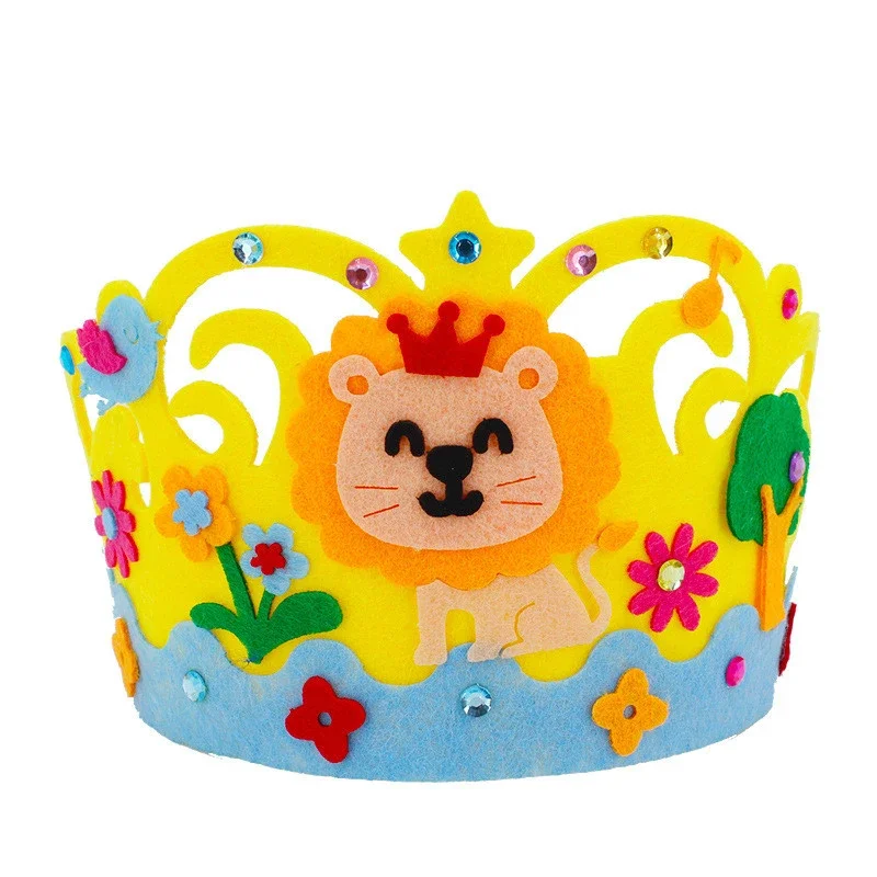 4Pcs/lot DIY Crafts Toy Crown Creative Paper Sequins Animals Patterns Toys for Kids Children Kindergarten Art Party Decorations