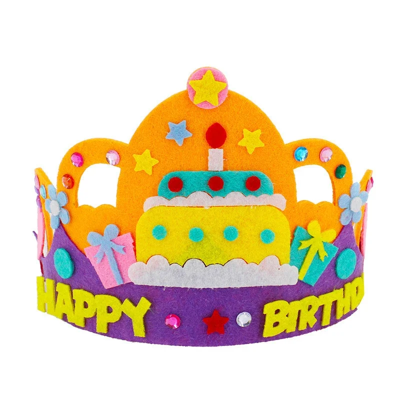 4Pcs/lot DIY Crafts Toy Crown Creative Paper Sequins Animals Patterns Toys for Kids Children Kindergarten Art Party Decorations