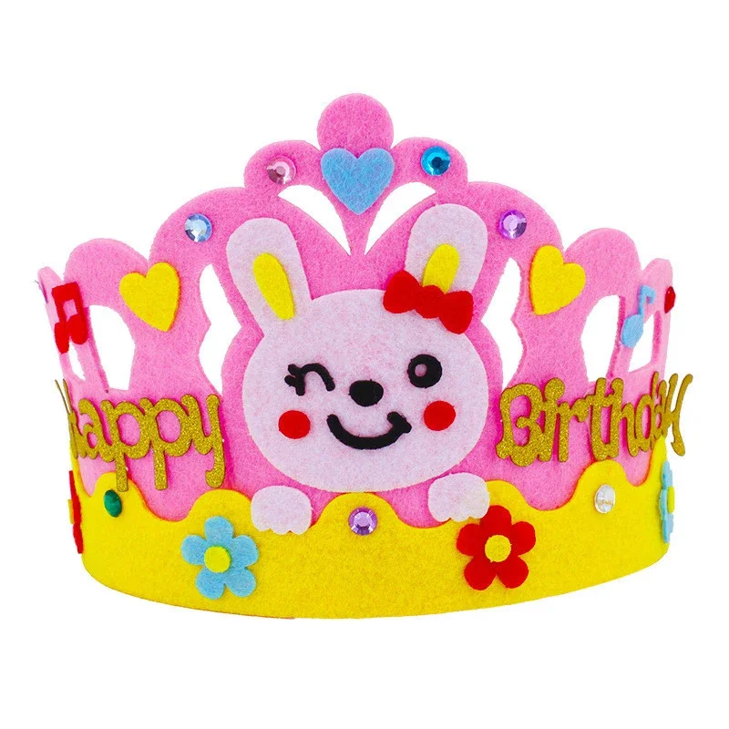4Pcs/lot DIY Crafts Toy Crown Creative Paper Sequins Animals Patterns Toys for Kids Children Kindergarten Art Party Decorations