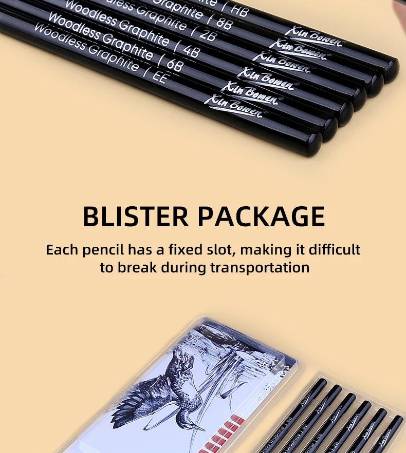 Wood free graphite sketching carbon pencil set, art student drawing, charcoal pencil, solid, wholesale